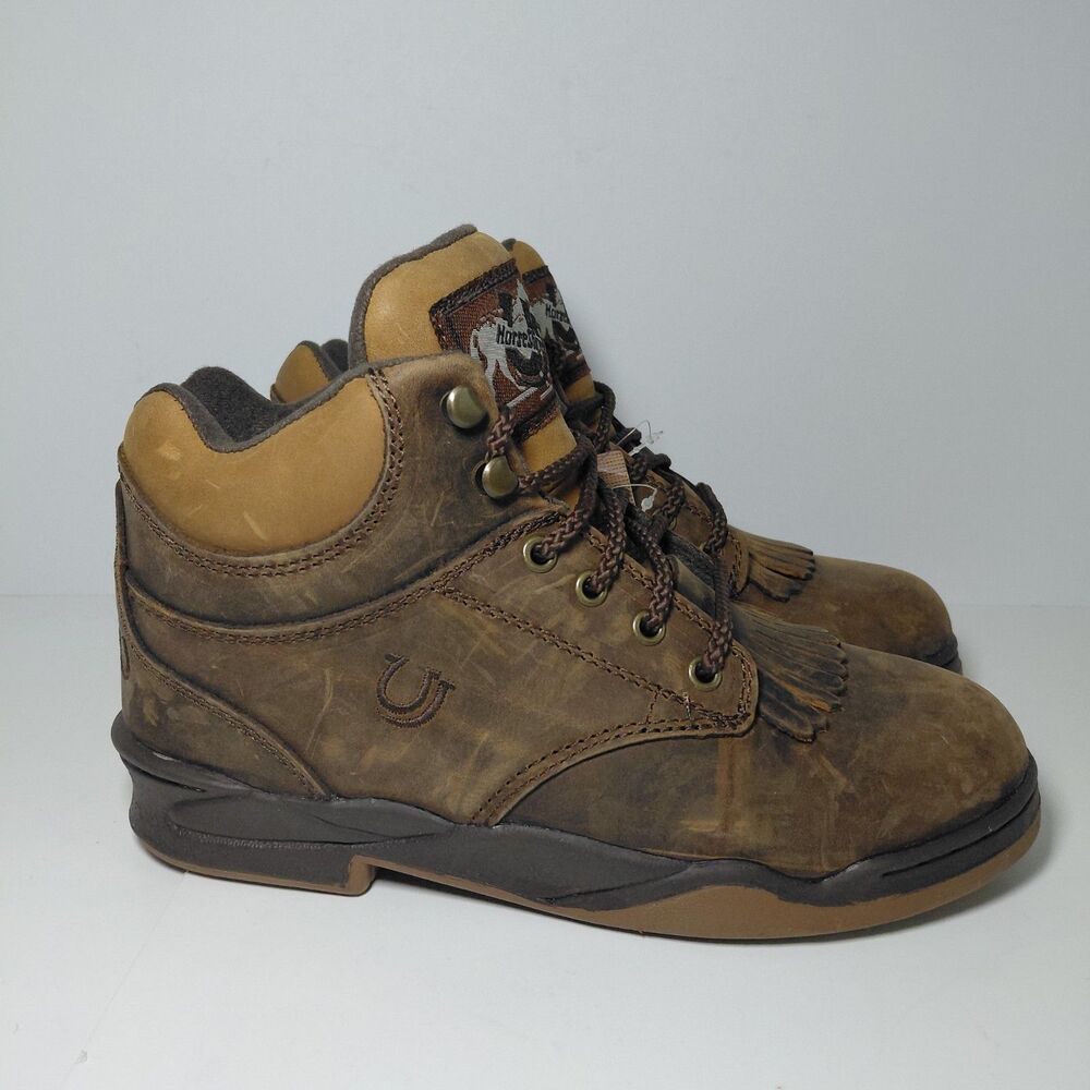 Roper Horseshoes Leather Kiltie Hiking Womens Size 8.5 Brown Casual Boots